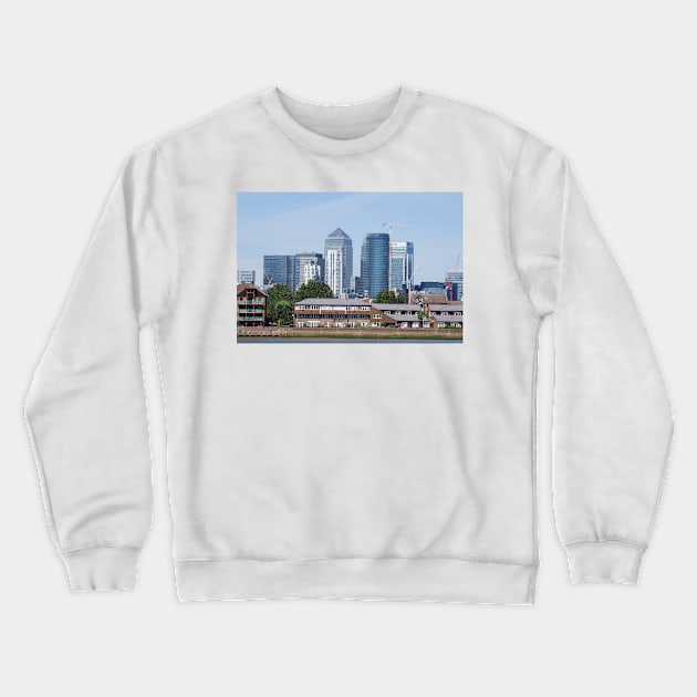 Canary Wharf Skyline - view from Greenwich Crewneck Sweatshirt by fantastic-designs